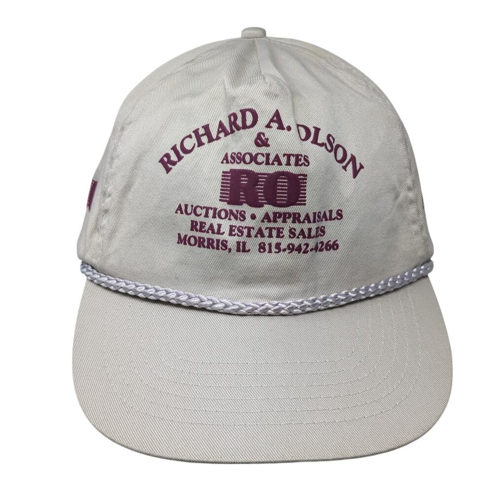Richard A. Olson Snapback 5 Panel Cap Beige OS Adjustable Rope Four Seasons
